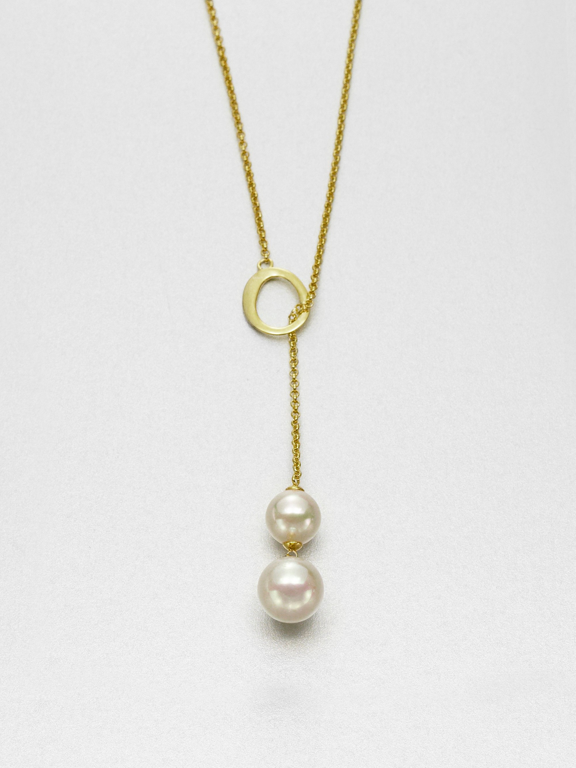 Lyst - Majorica Round Pearl Lariat Necklace in Metallic
