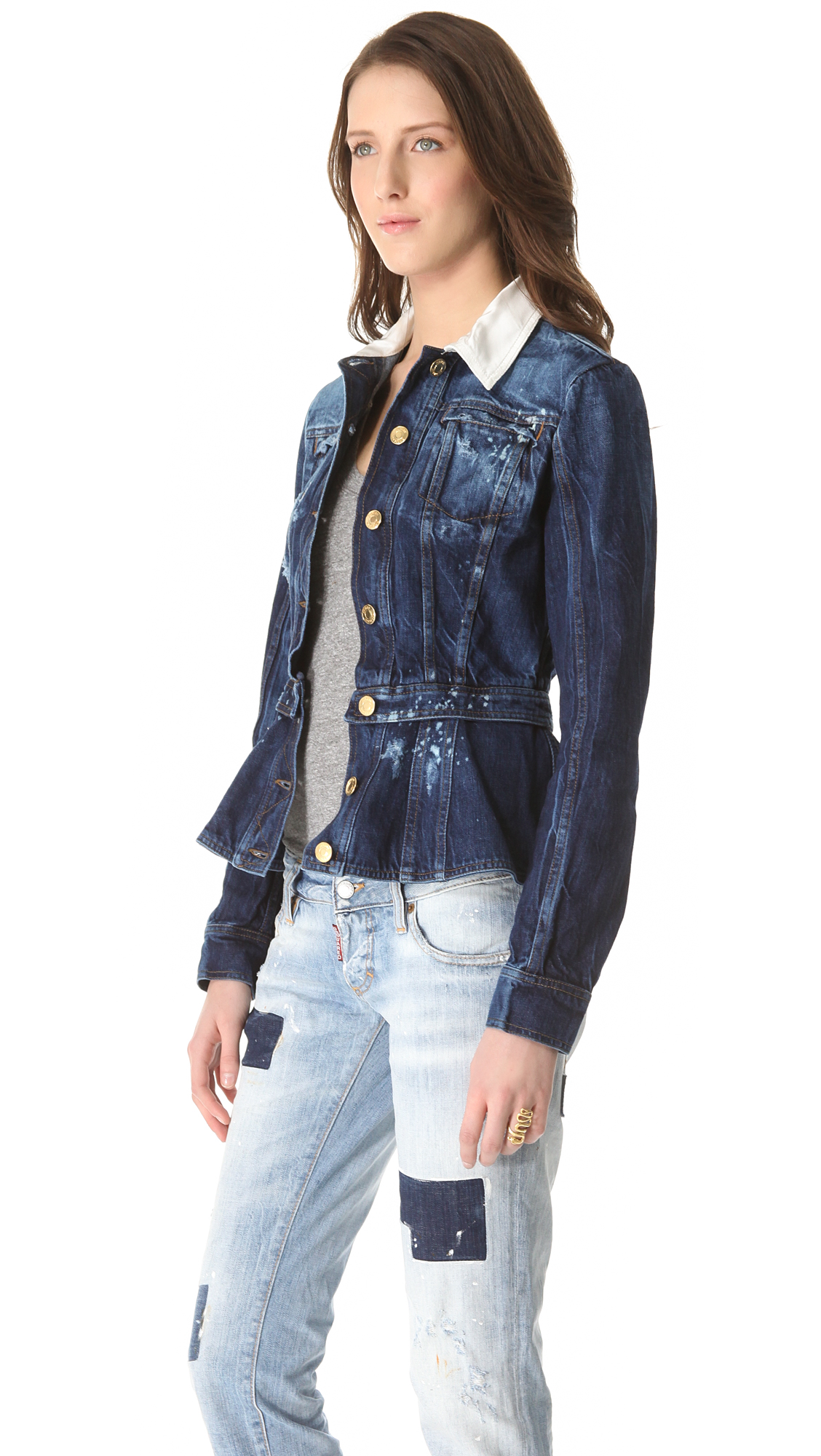 Balmain Fitted Denim Jacket in Blue 