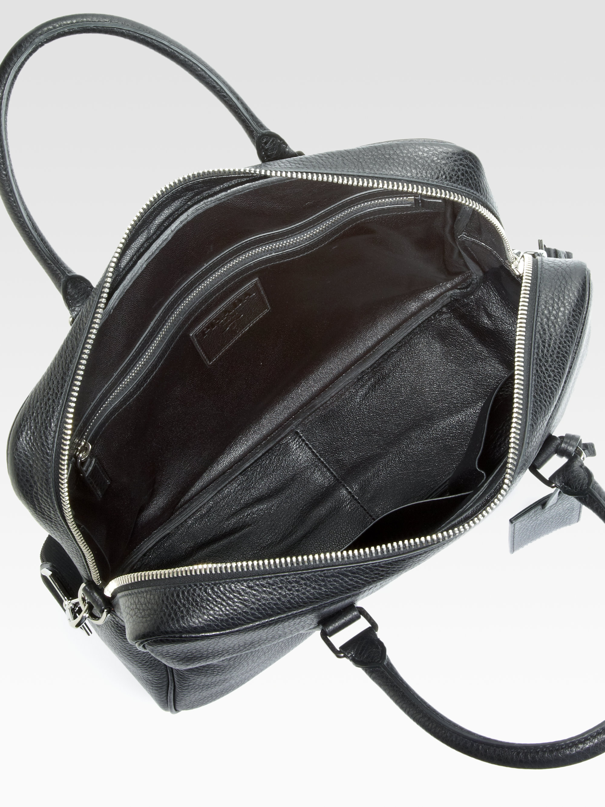 Prada Textured Leather Briefcase in Black for Men | Lyst  