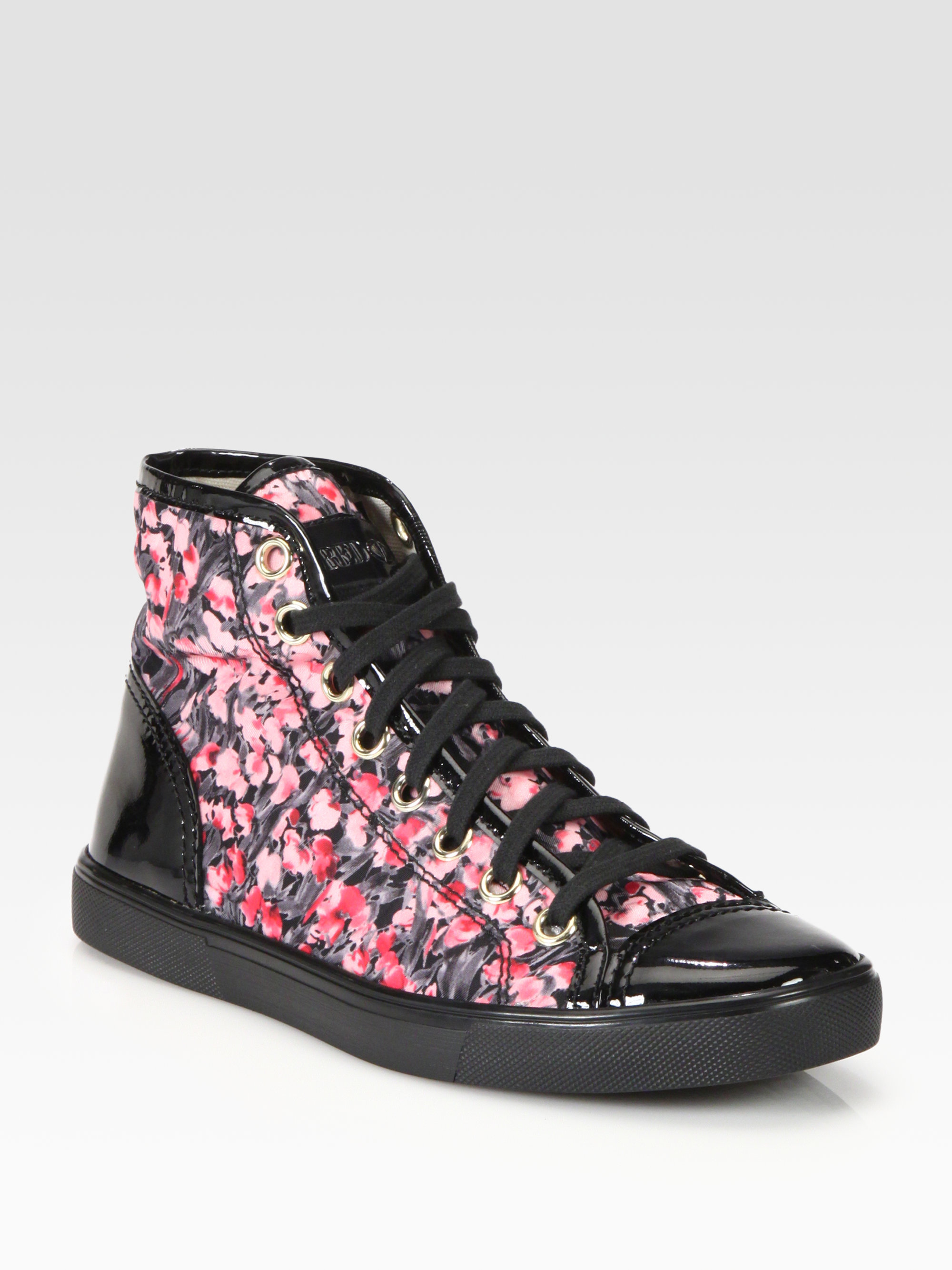 RED Valentino Floral Lace Up High Top Sneakers in Black - Lyst
