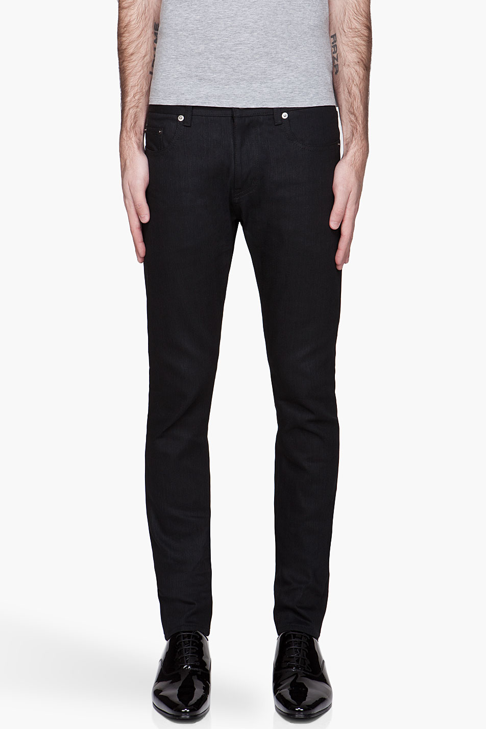 Saint Laurent Black Raw Denim Slim Jeans for Men - Lyst