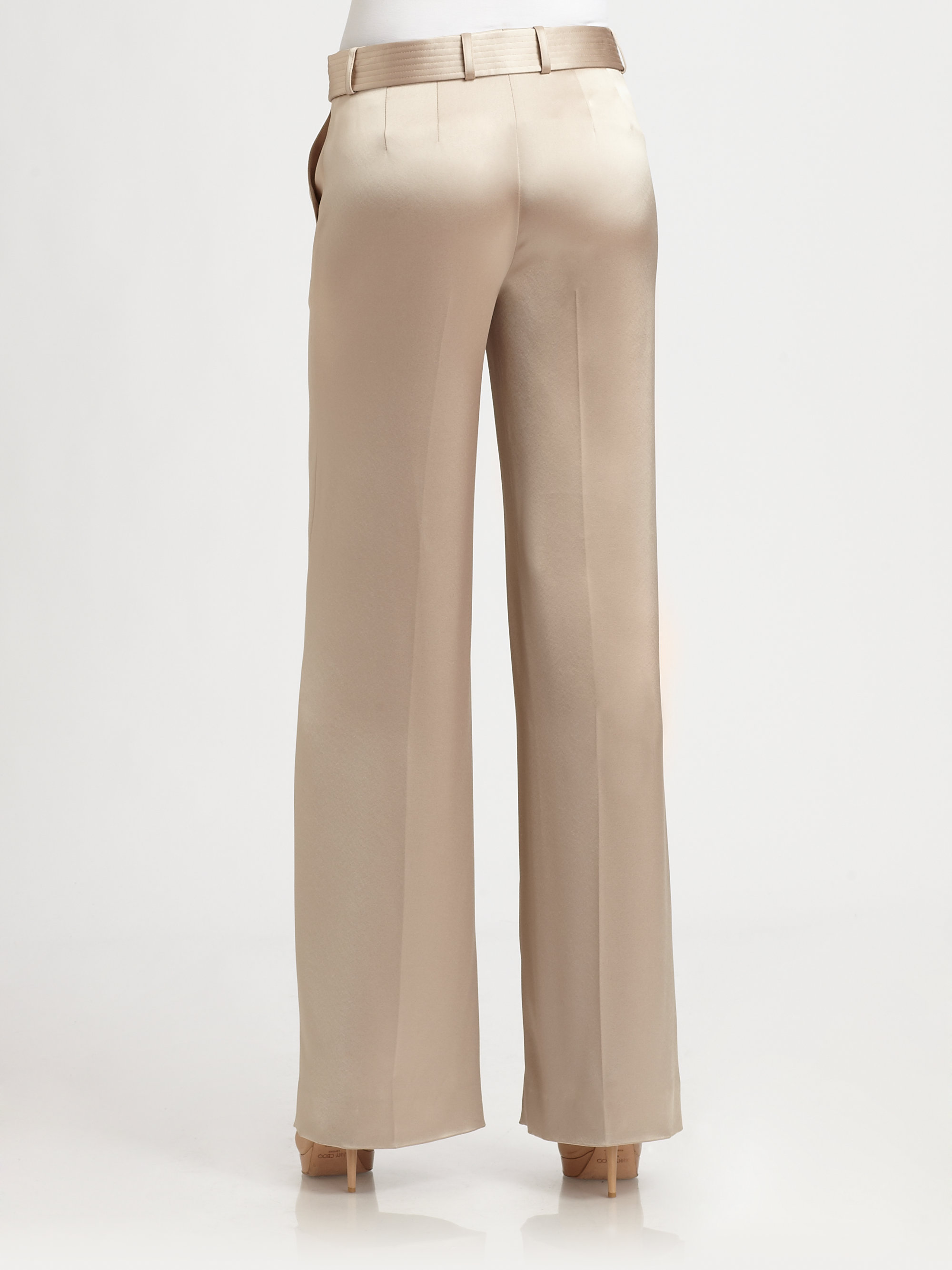 St. John Satin Pants in Metallic | Lyst