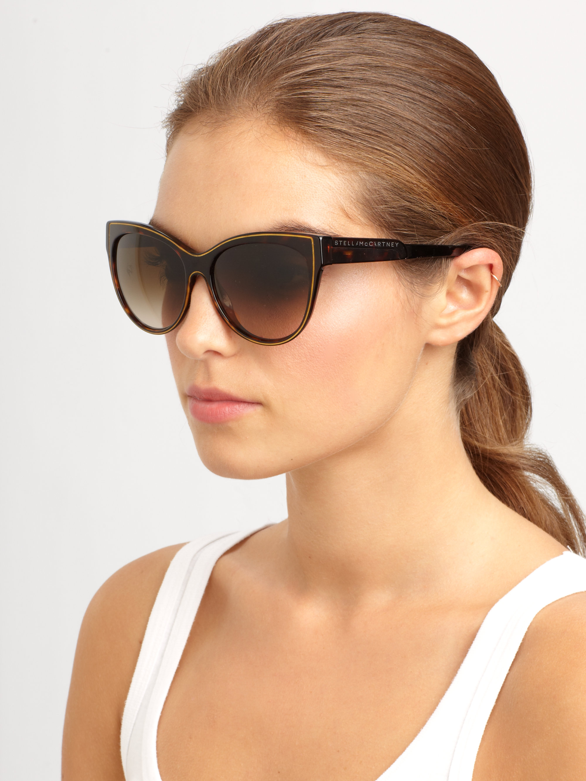 Lyst Stella Mccartney Oversized Acetate Cats Eye Sunglasses In Brown 