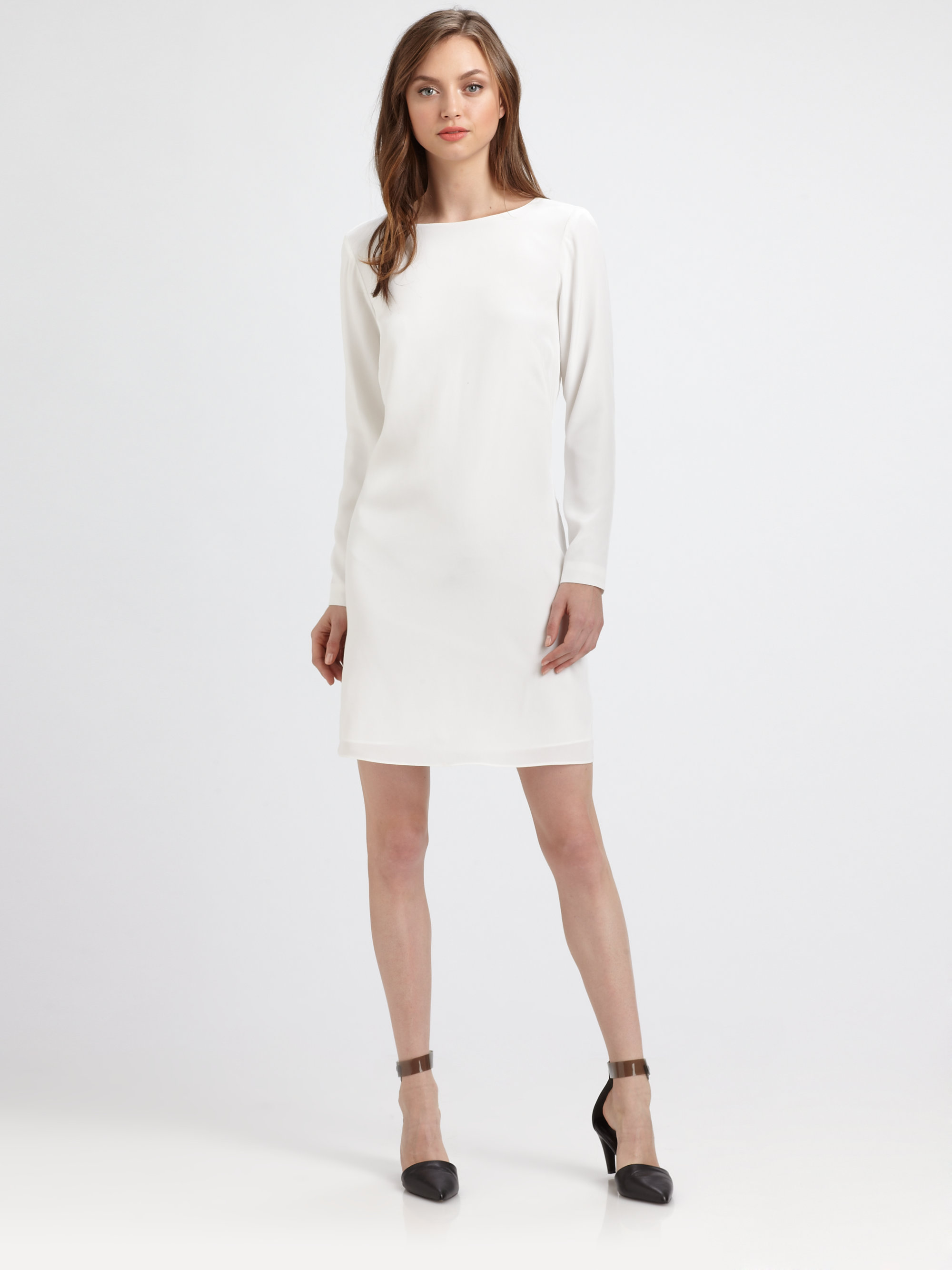 solid white shift dress