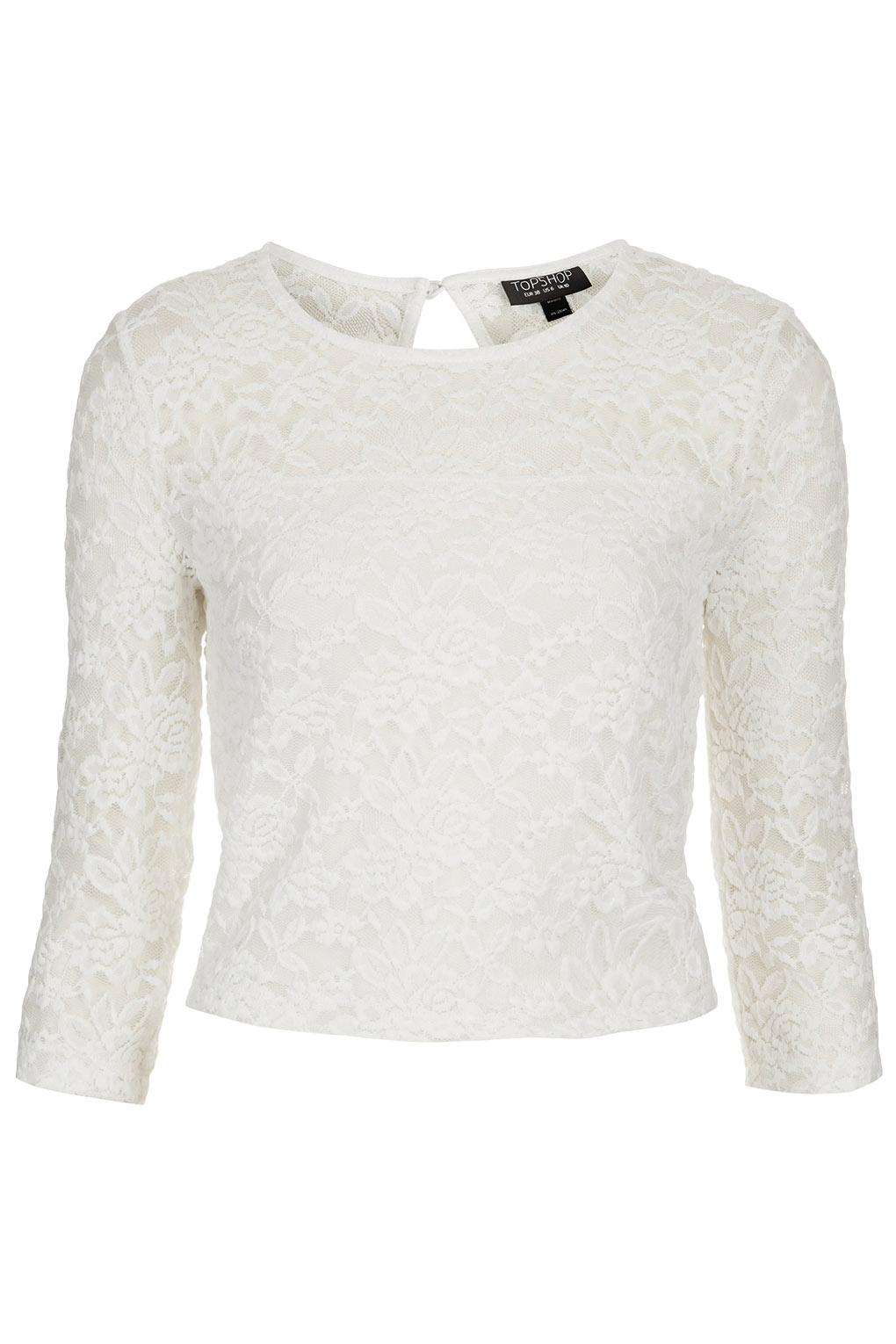 Lyst - Topshop Floral Lace Crop Top in White