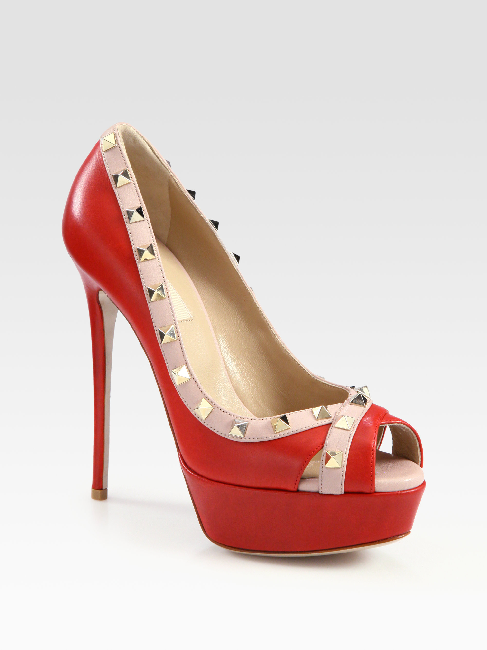 valentino rockstud peep toe pump
