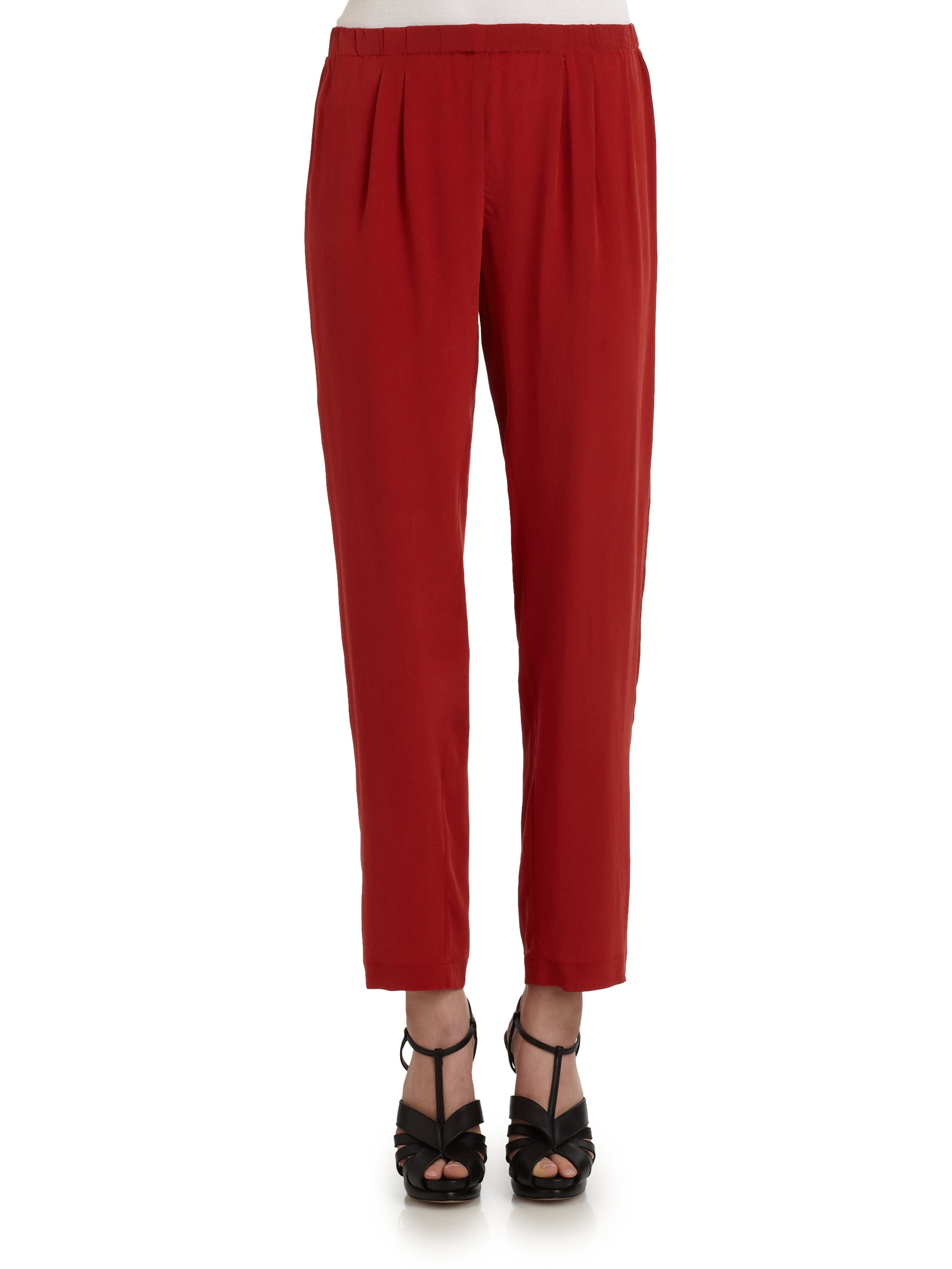 Wren Silk Chiffon Pants in Red | Lyst