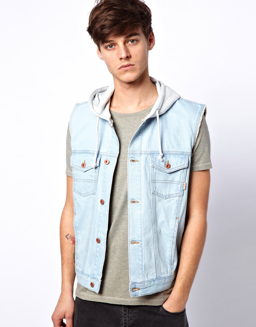 sleeveless blue jean jacket