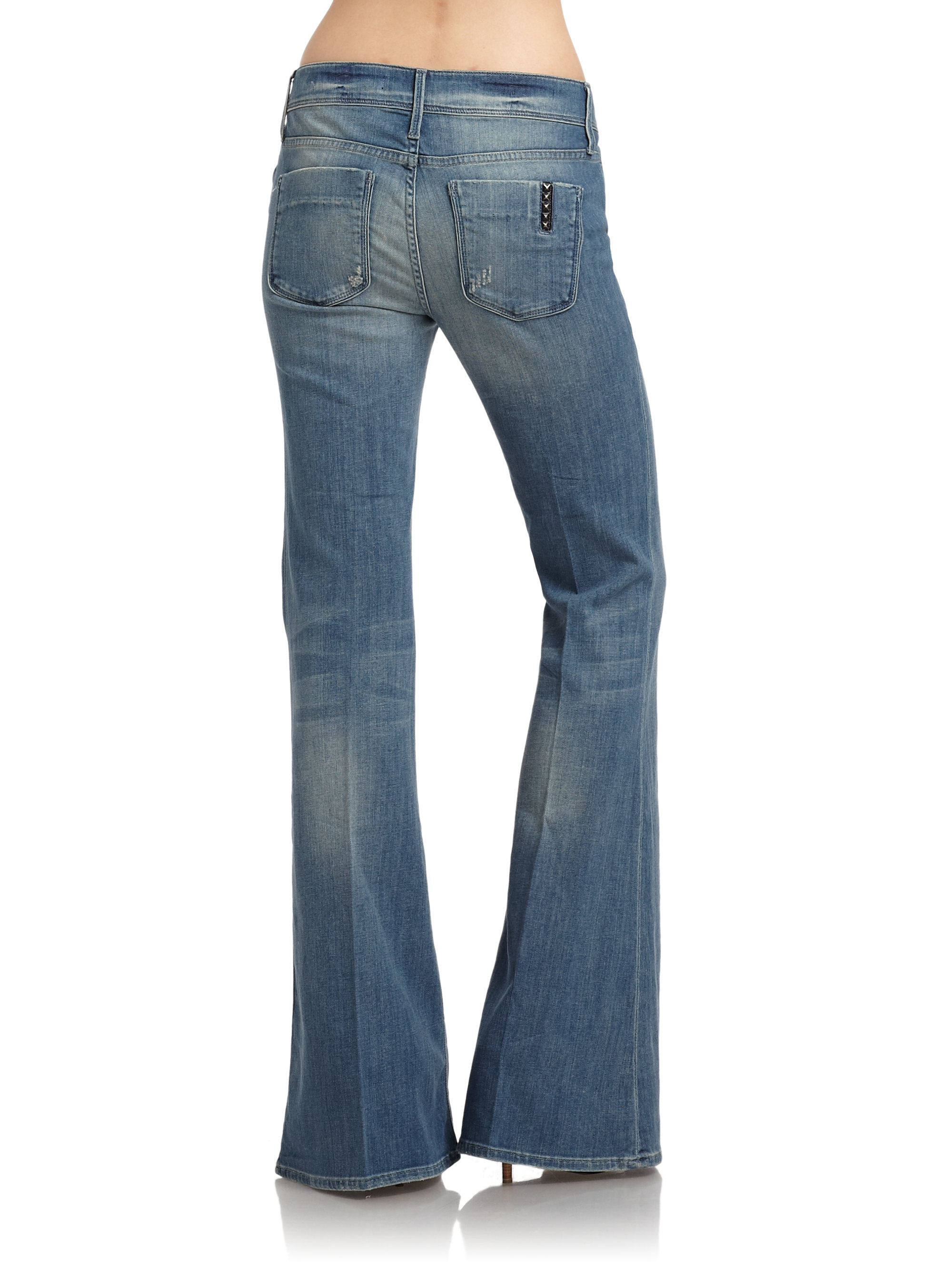 Lyst - Black Orchid Distressed Bell Bottom Jeans in Blue