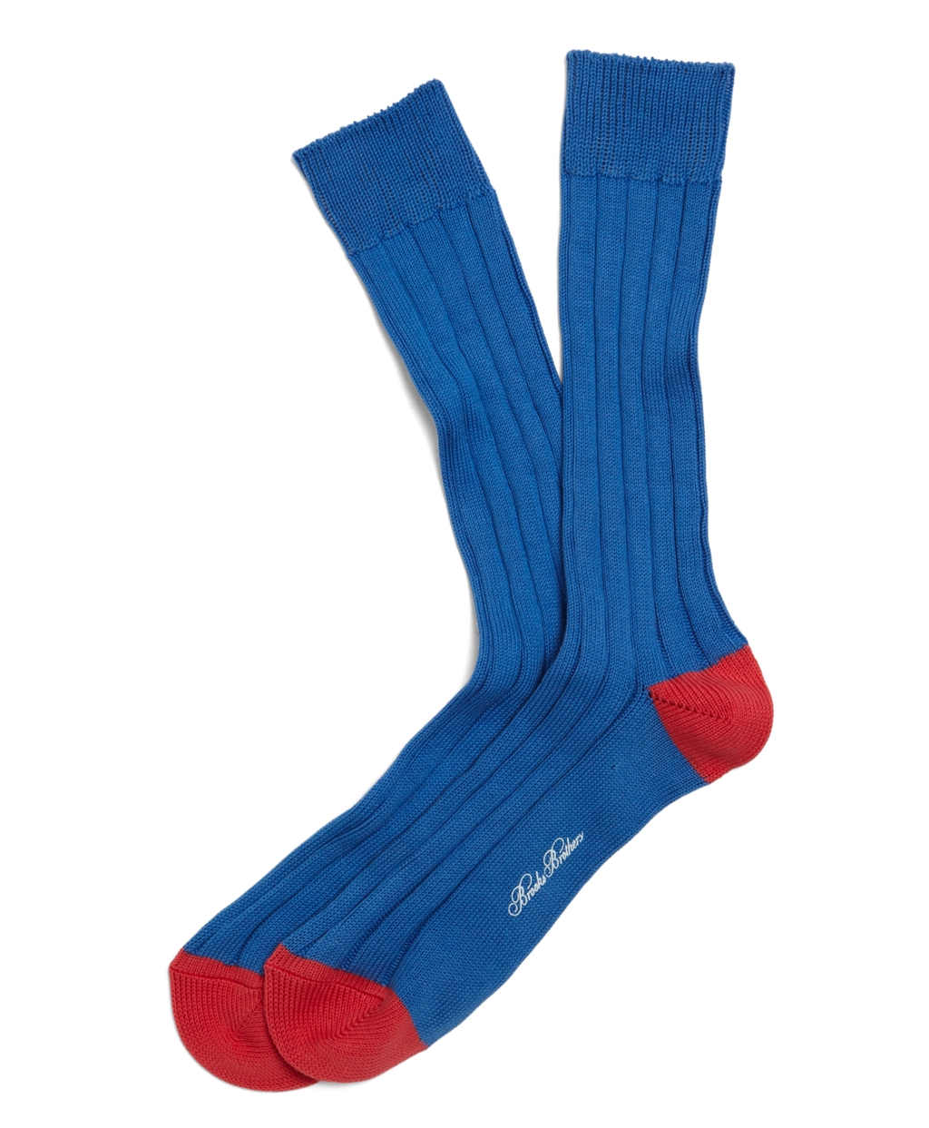 Brooks brothers Contrast Heel and Toe Ribbed Crew Socks in Blue for Men ...