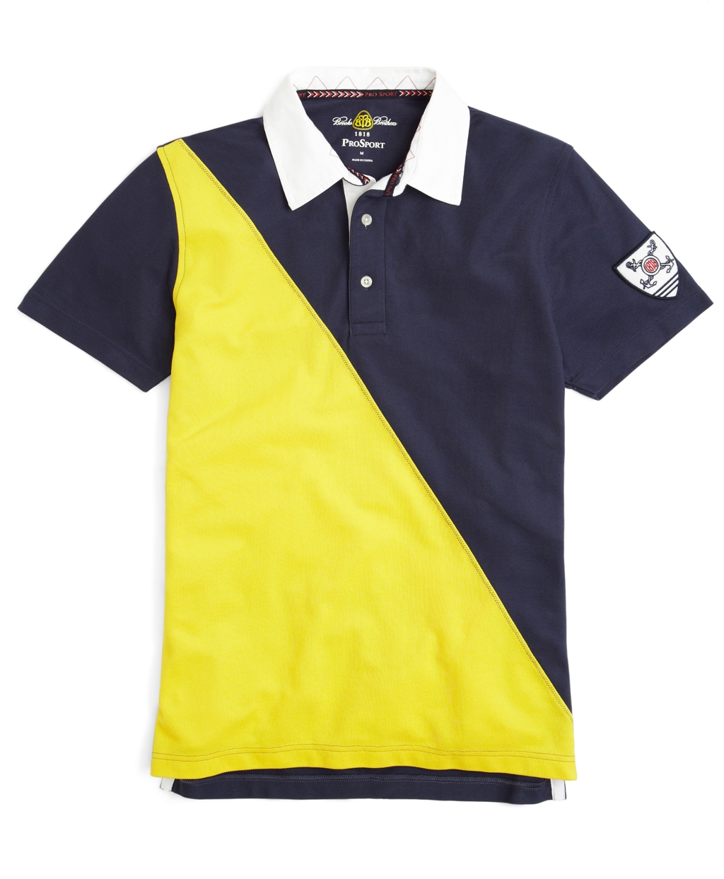 yellow and navy blue polo shirt