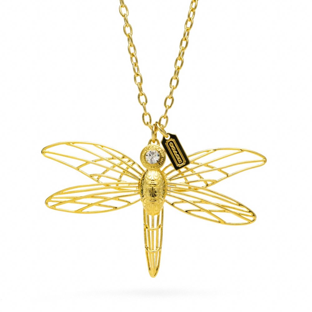 Download Coach Wire Dragonfly Necklace In Gold Gold Metallic Lyst
