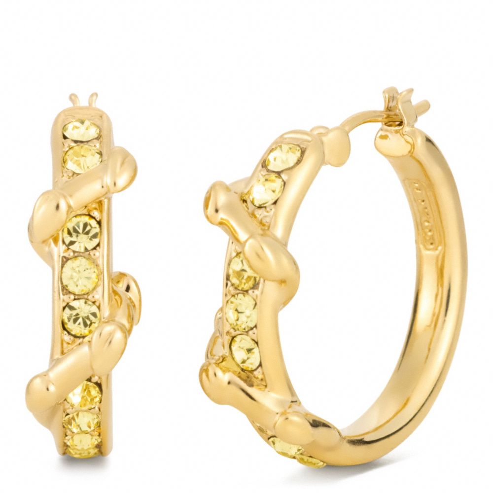 COACH Pave Vine Hoop Earrings in Gold/Yellow (Metallic) Lyst