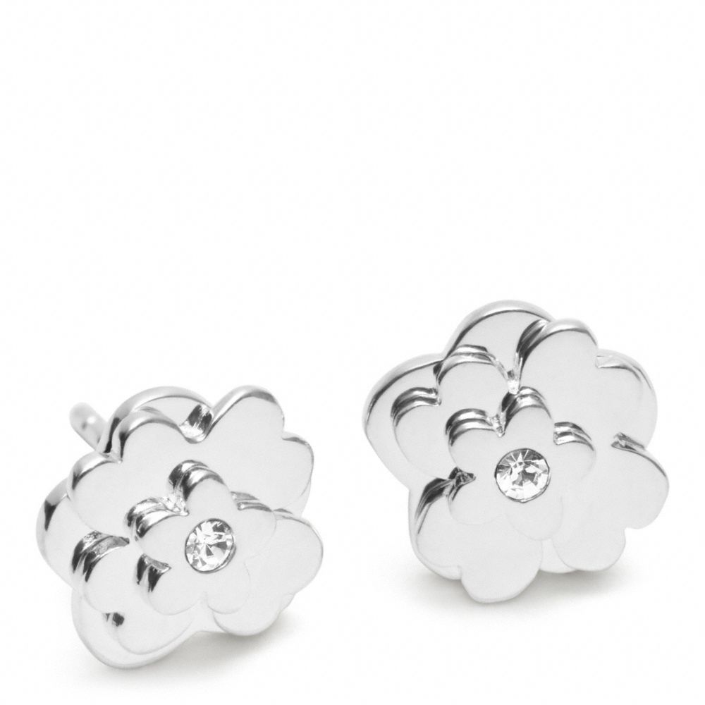 COACH Sterling Poppy Flower Stud Earring in Silver/Silver (Metallic) Lyst
