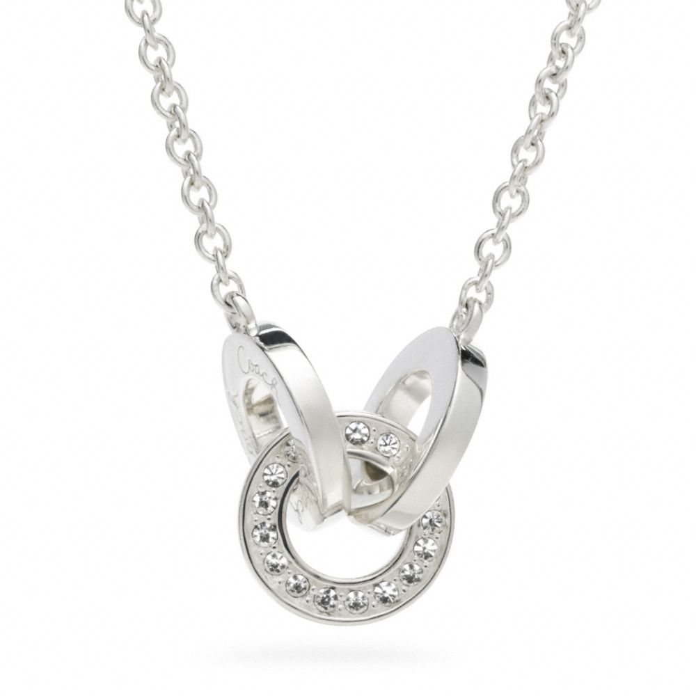COACH Sterling Triple Link Necklace in Metallic Lyst