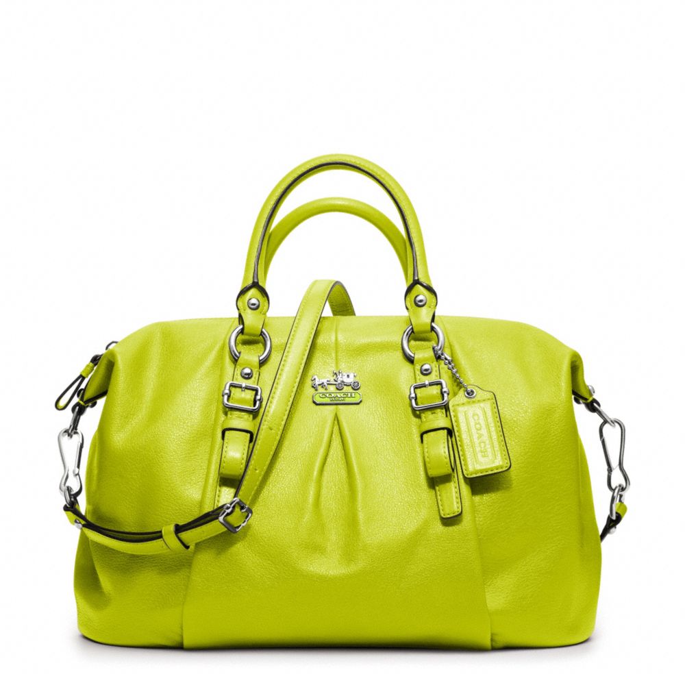 green leather coach purse