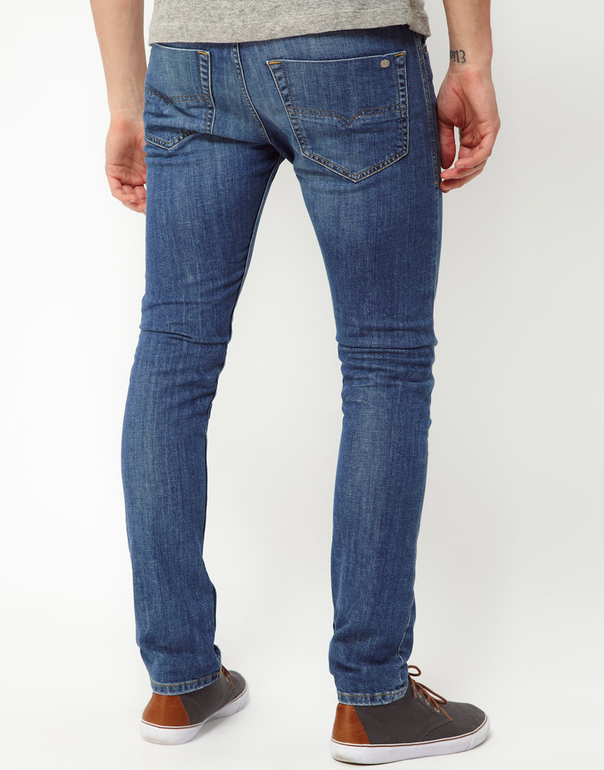 Diesel Jeans Tepphar Skinny Fit Light Wash in Blue for Men | Lyst