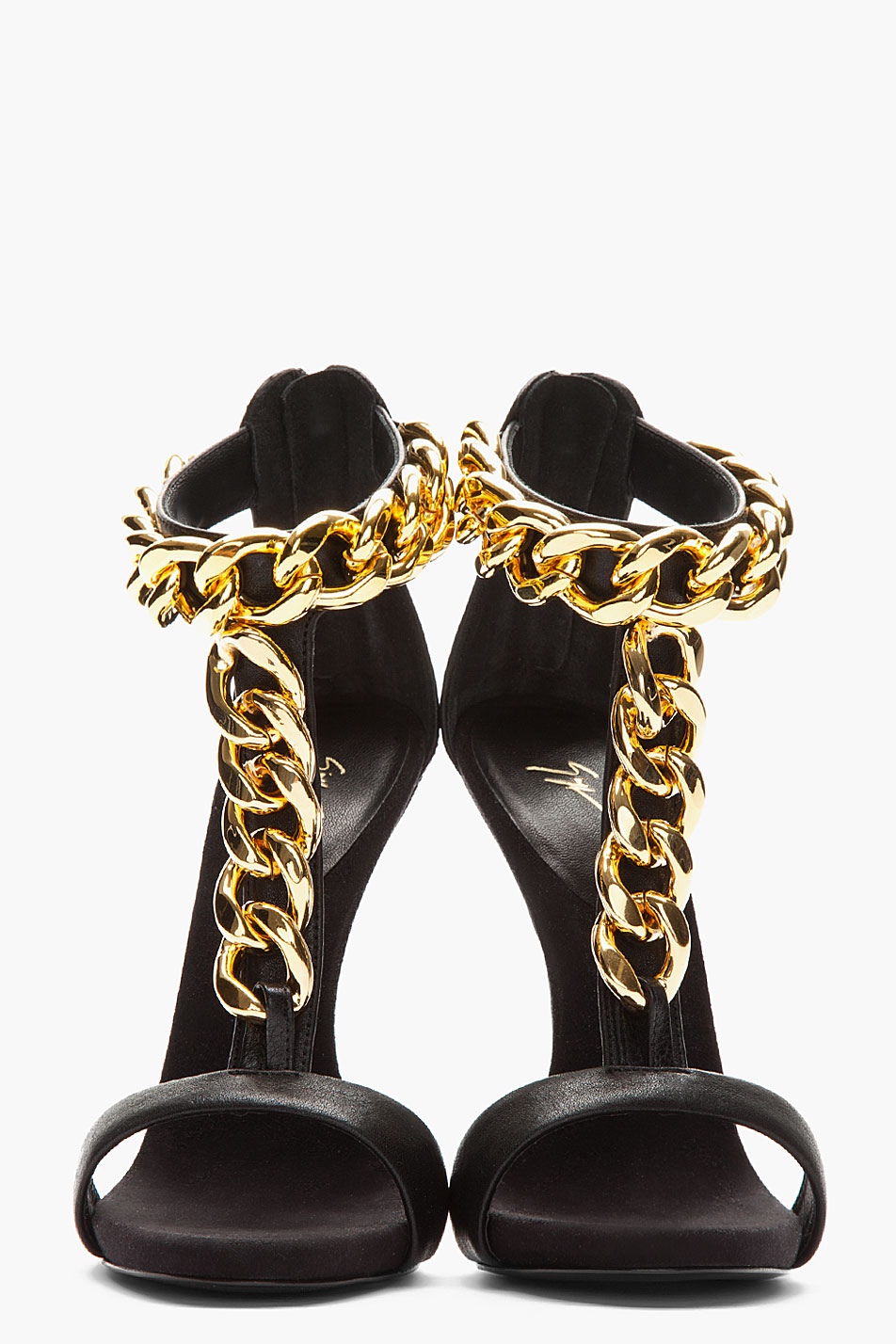 Giuseppe Zanotti Leather and Gold Chain Alien 115 Heels in Black | Lyst