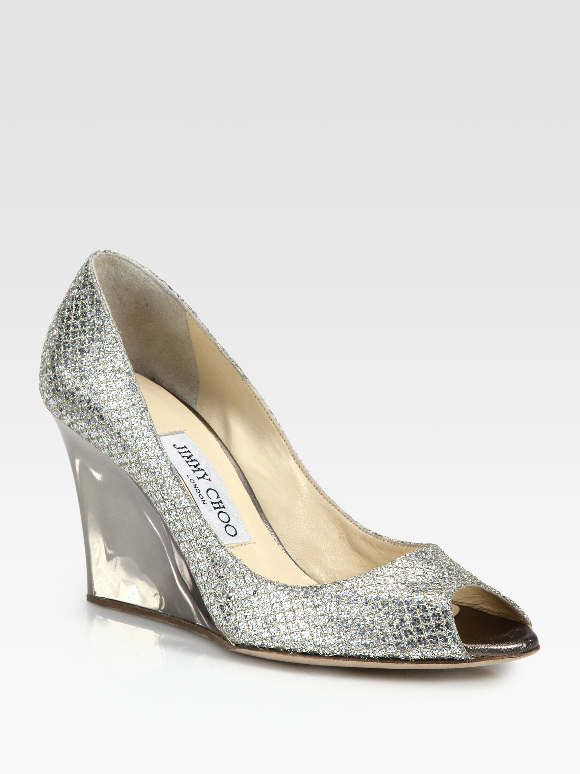 Lyst Jimmy Choo Baxen Glitter Wedge Pumps