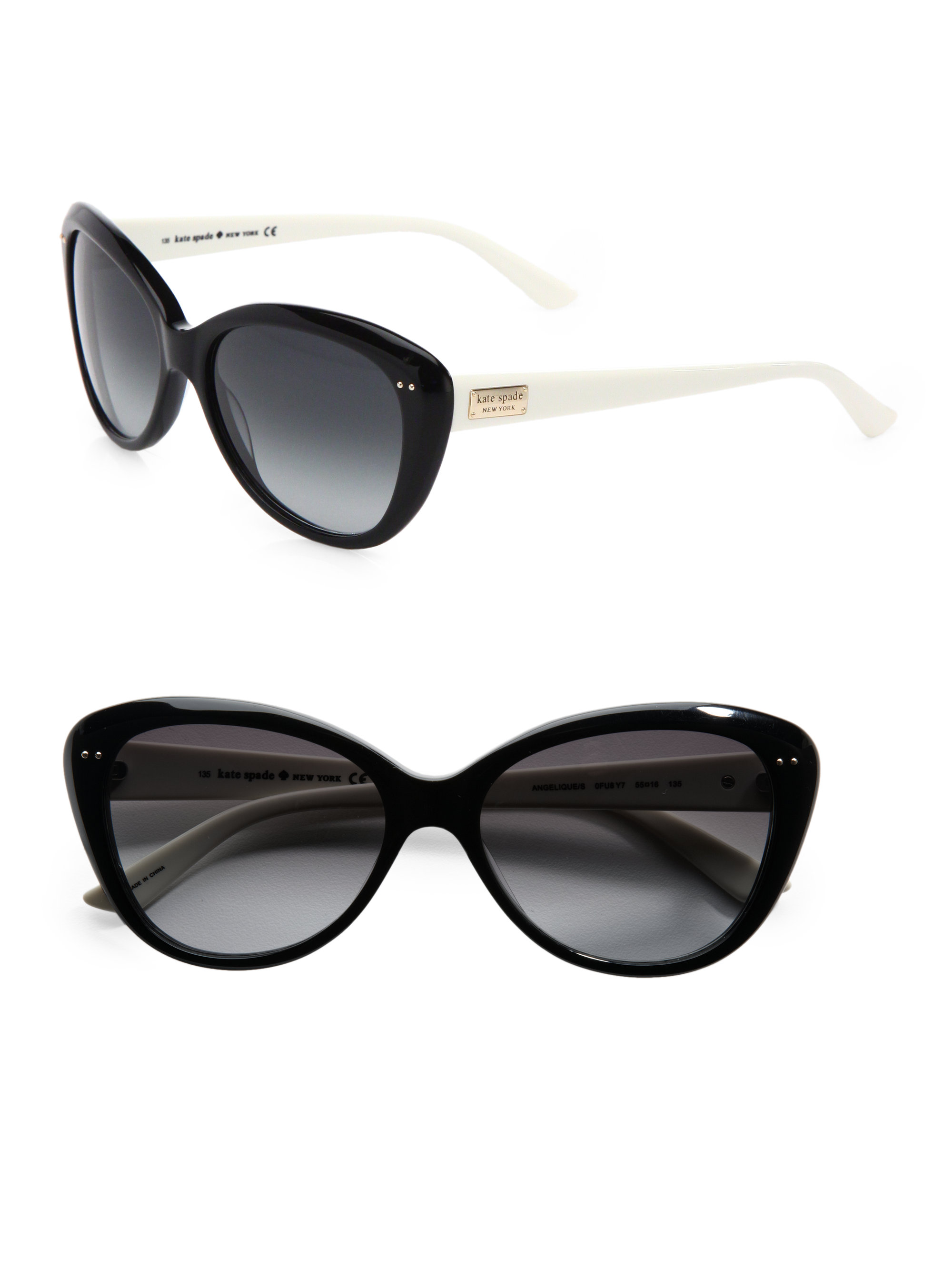 Kate Spade Angelique Two-Tone Plastic Cat's-Eye Sunglasses in Black | Lyst