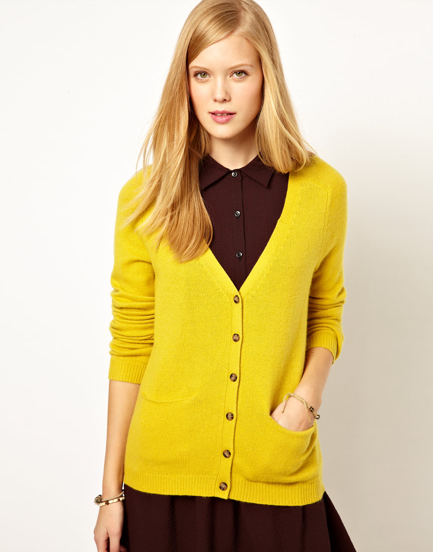 Lyst - Nw3 By Hobbs Nw3 Oversized Angora Mix Cardigan in Yellow