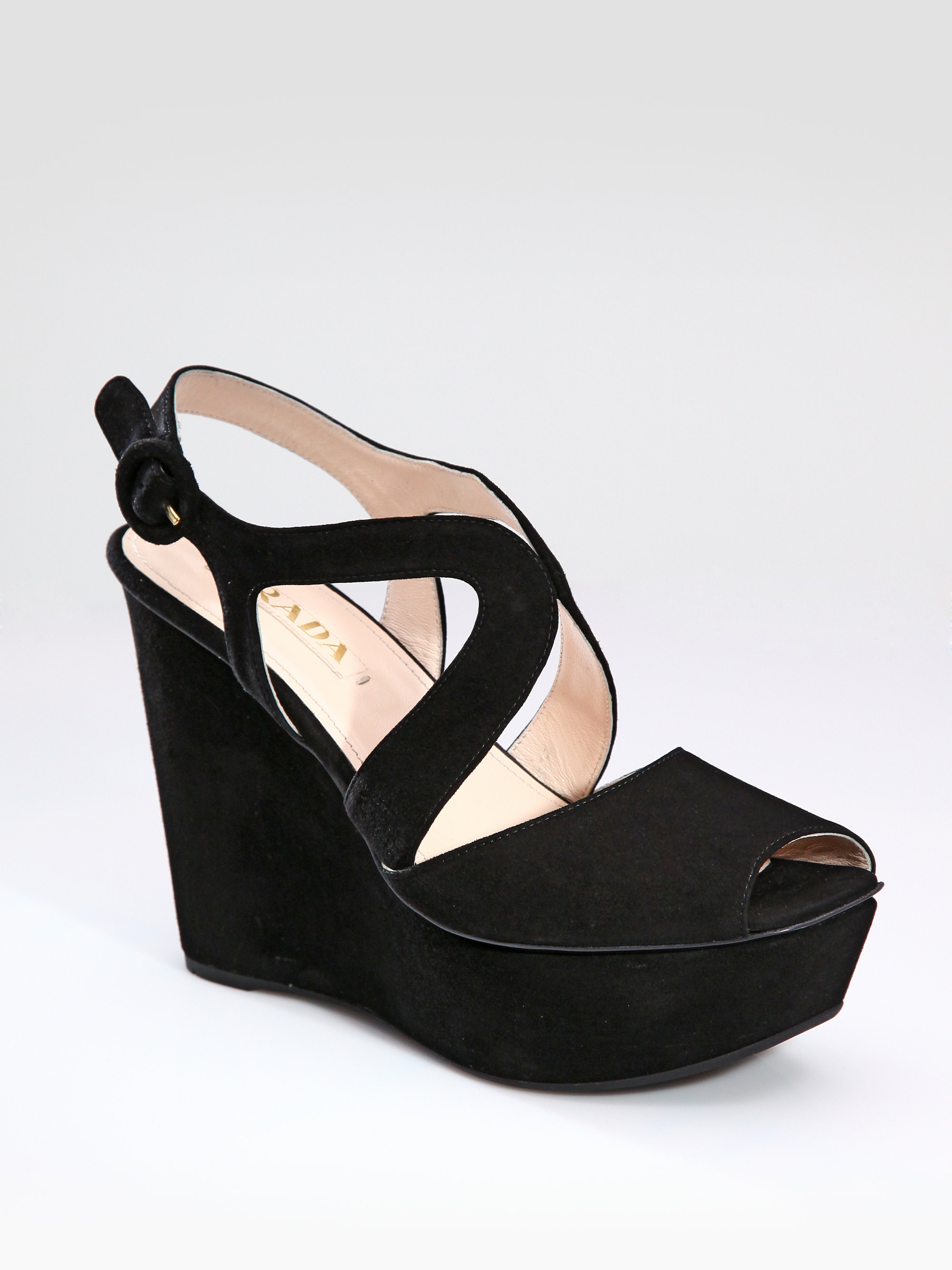 prada black wedges