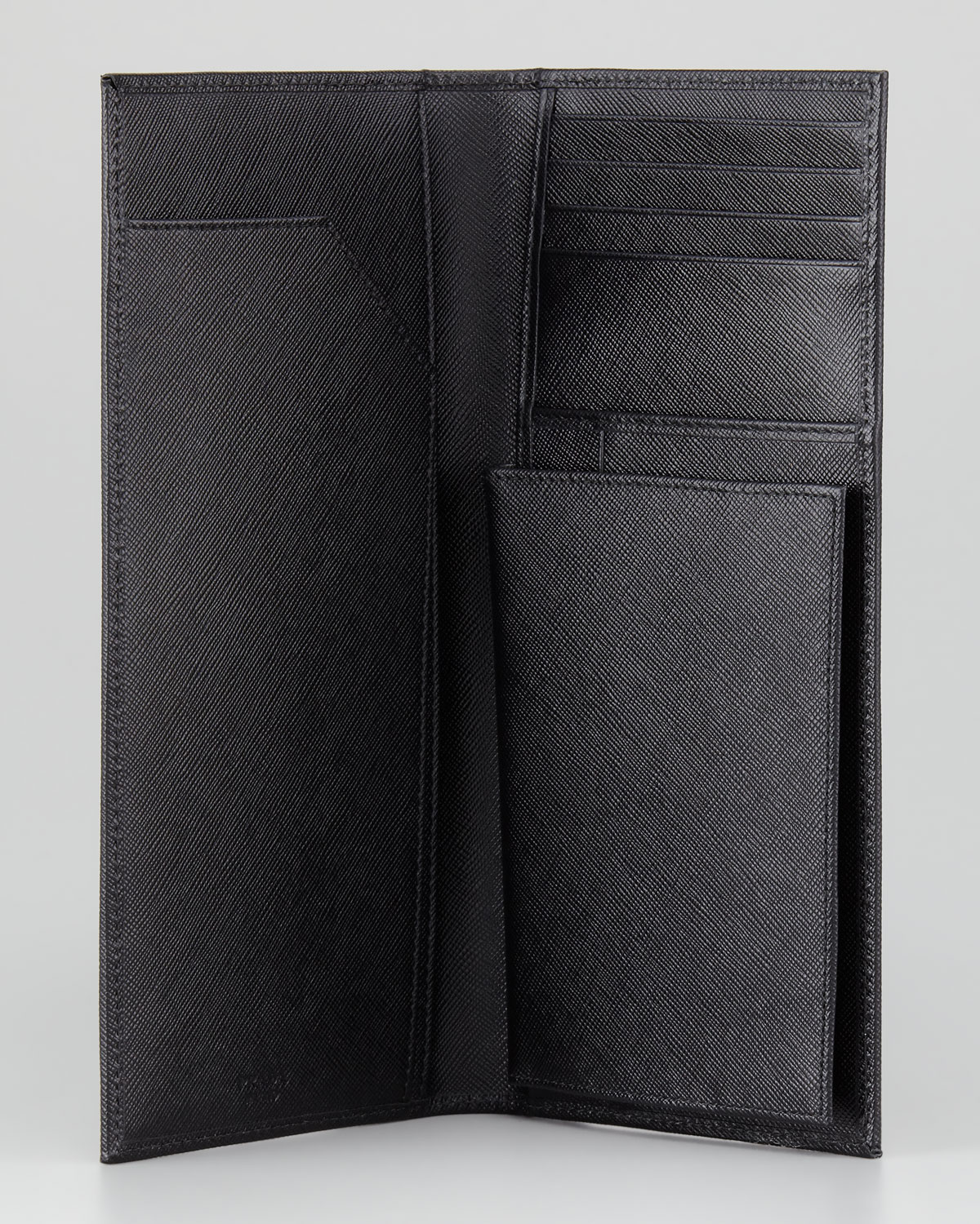 Prada Long Travel Passport Wallet in Black for Men - Lyst