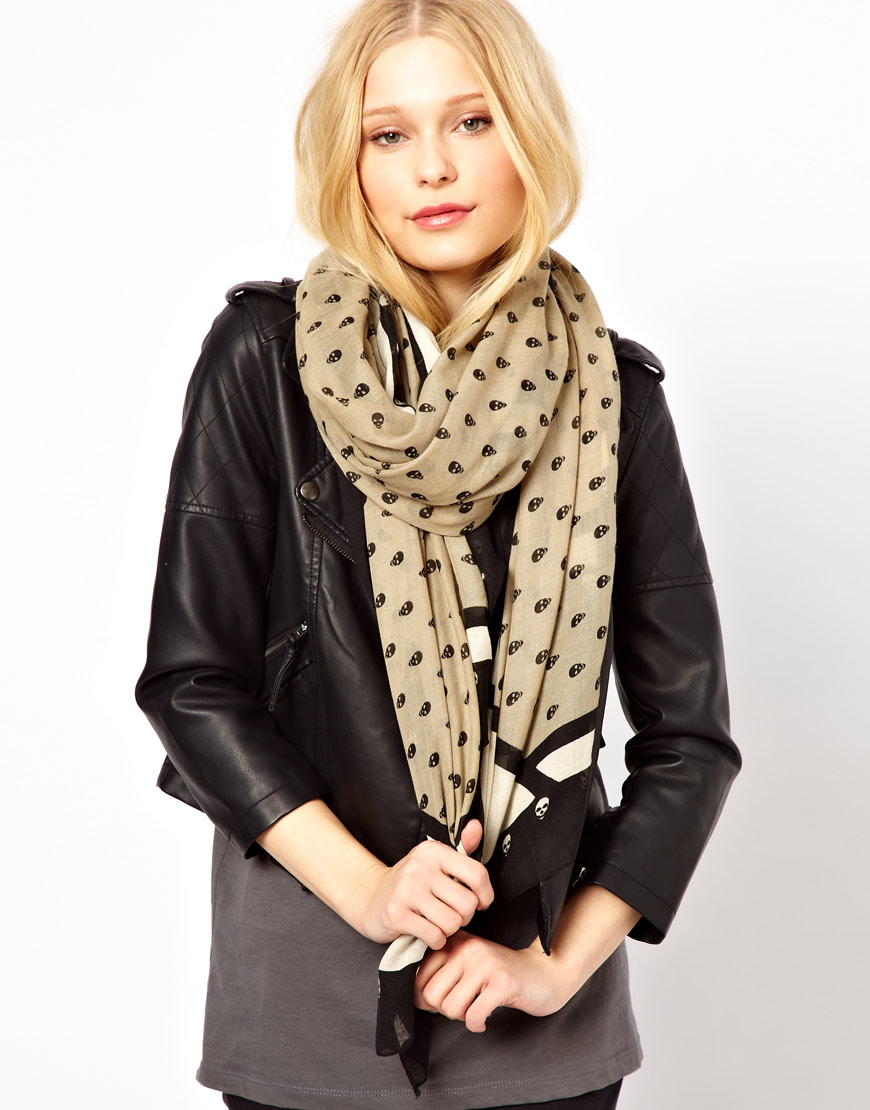 Lyst River Island Mini Skulls Long Pashmina Scarf in Black