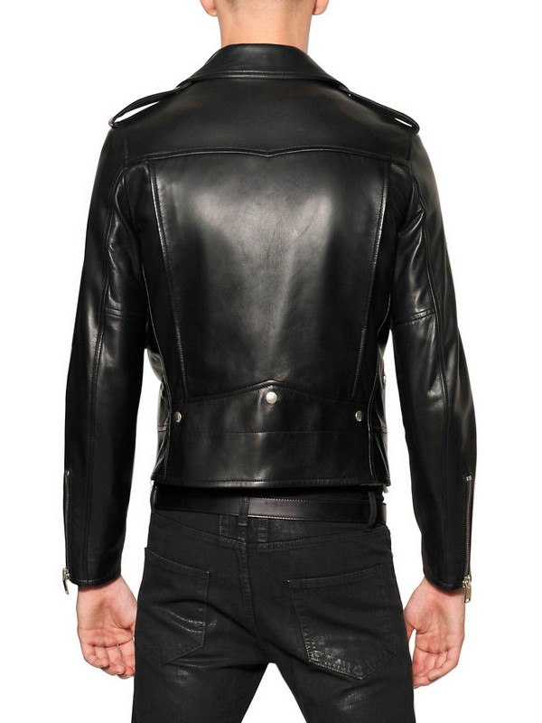 Saint Laurent Nappa Leather Biker Jacket in Black for Men - Lyst
