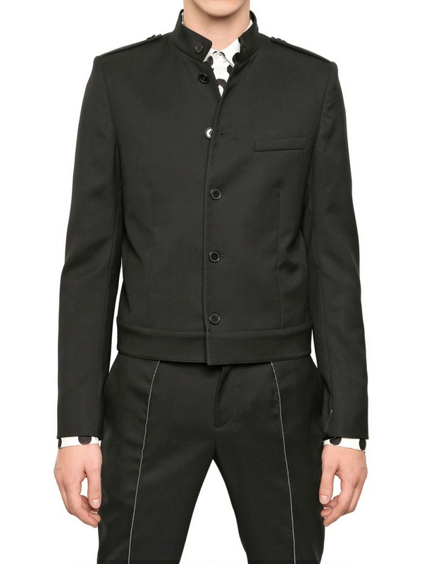 Saint Laurent Wool Gabardine Military Jacket in Black for Men | Lyst
