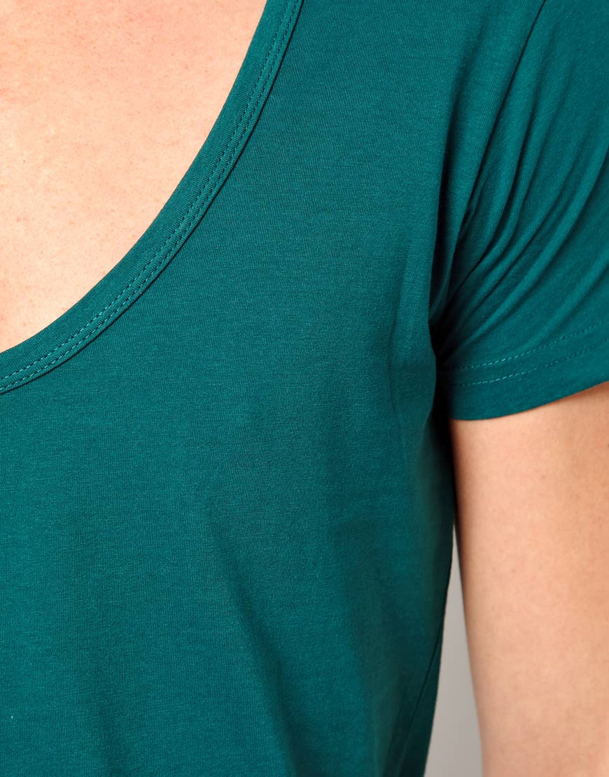 Asos Deep Scoop Neck T-Shirt in Green for Men | Lyst