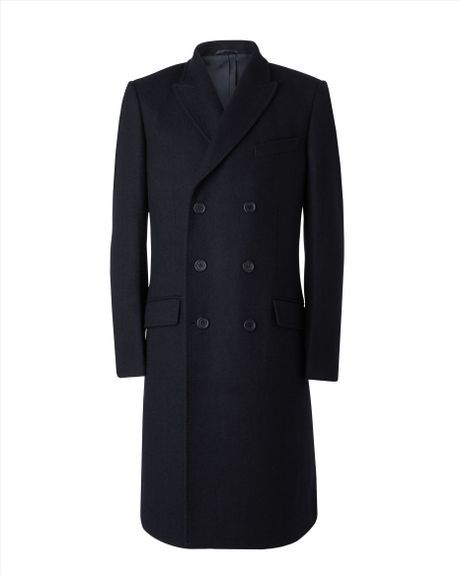 Jaeger Double Breasted Overcoat in Blue for Men (navy) | Lyst