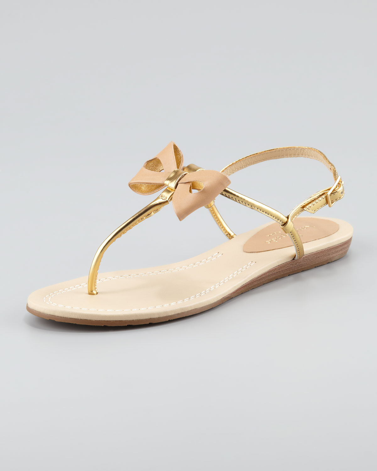 Kate Spade Trendy Bow Thong Sandal in Gold/Natural (Natural) - Lyst