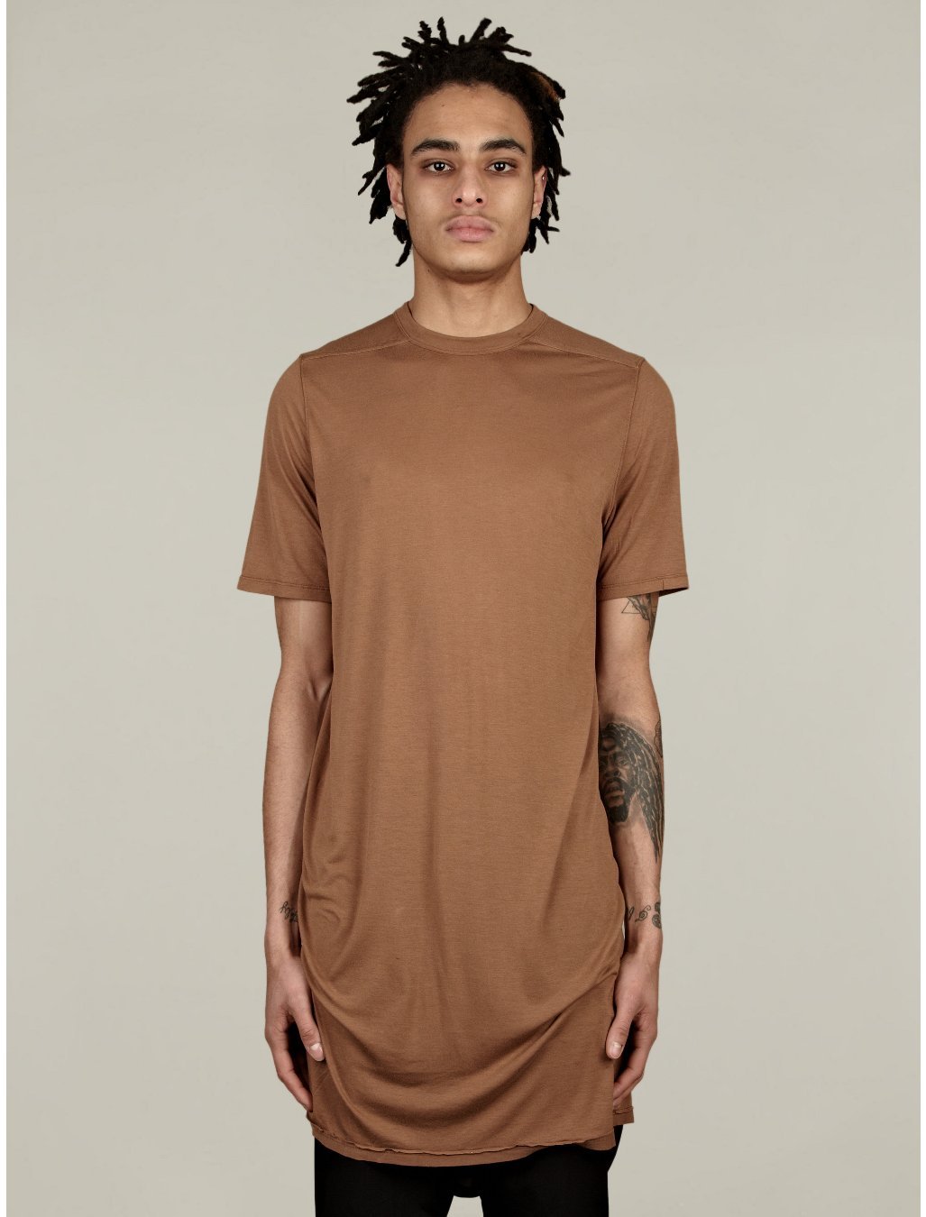 Rick Owens Level Silk T-Shirt in Brown for Men (honey) | Lyst