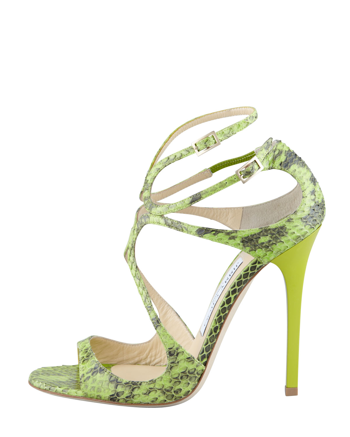 Jimmy Choo Lance Snakeskin Sandal in Green - Lyst