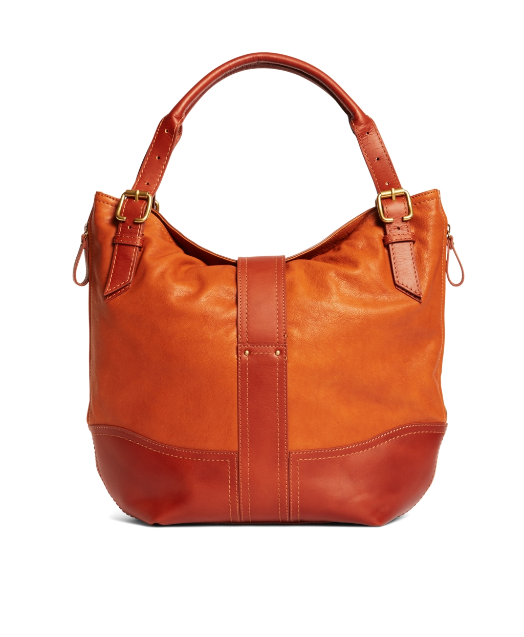 Lyst - Brooks Brothers Shrunken Leather Large Hobo Bag in Orange