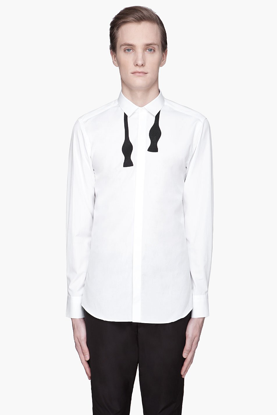 Neil Barrett White Bow Tie Printed Shirt for Men - Lyst