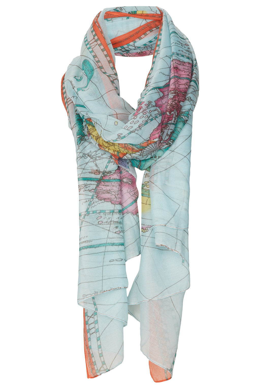 Map Print Scarf in Blue Lyst