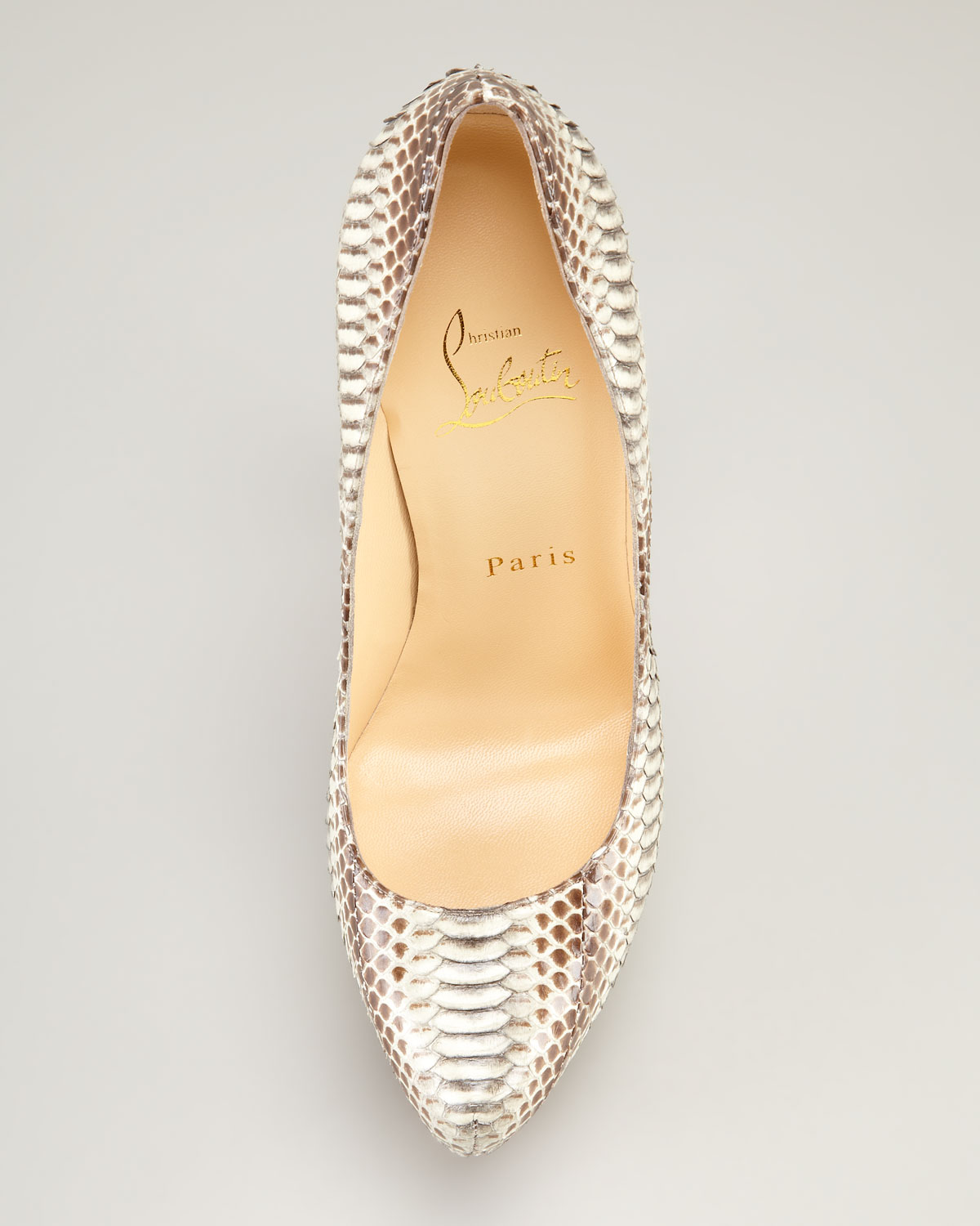Christian Louboutin Snakeskin Platform Pump in Stone (Gray) Lyst