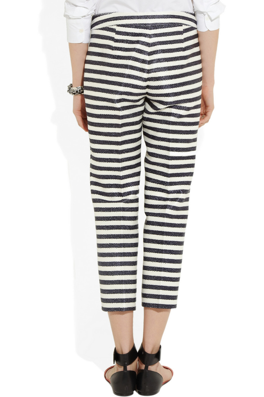 NWT J. CREW Factory Women's Black White Striped Linen Cotton Drawstring  Pants