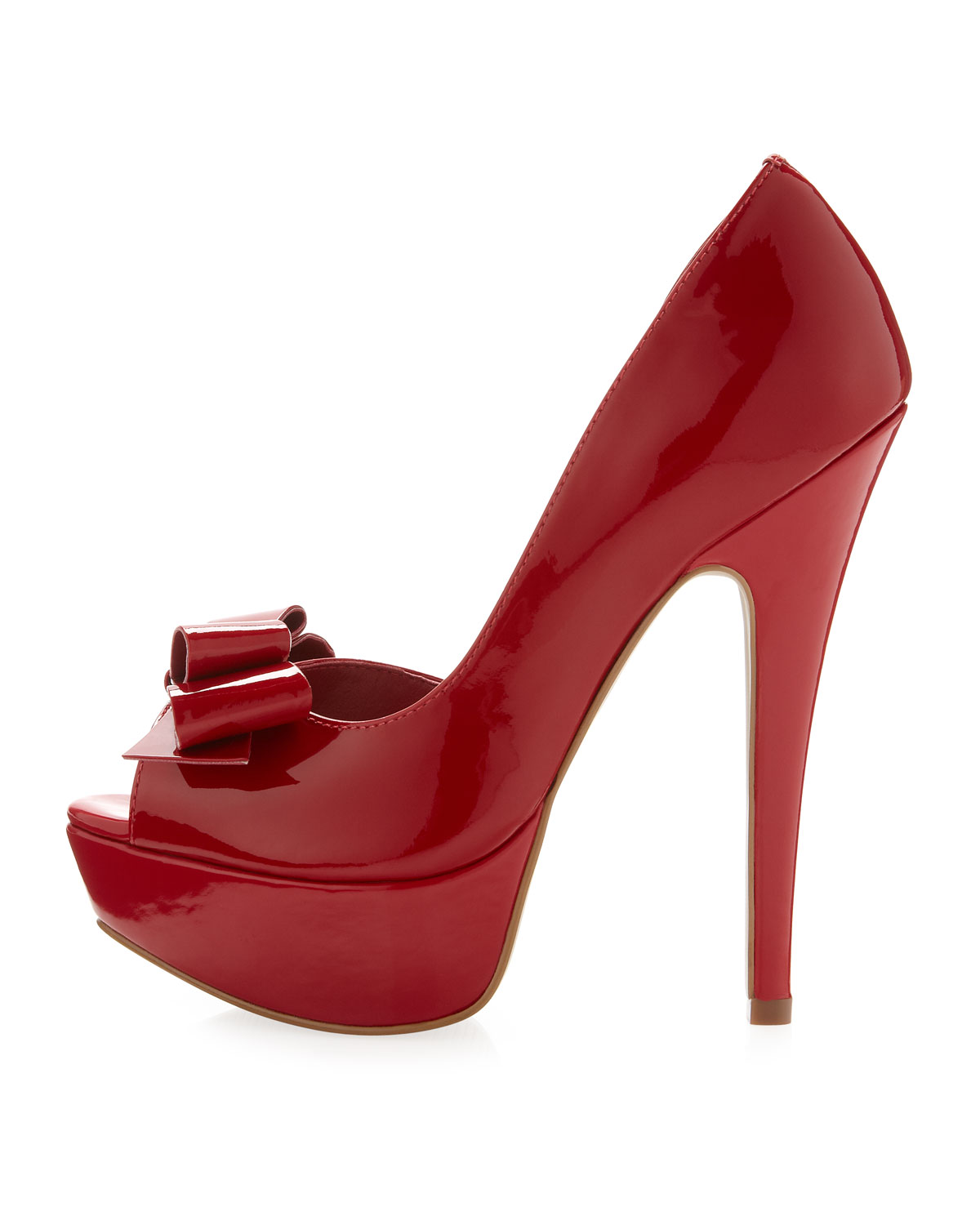 Steven by Steve Madden Ariall Patent Bow Pump in Red - Lyst
