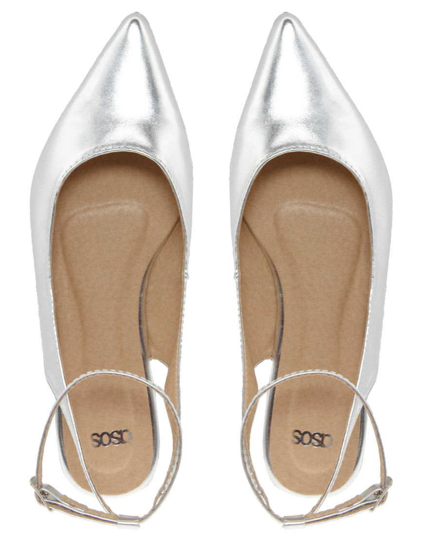 silver pointed ballet flats
