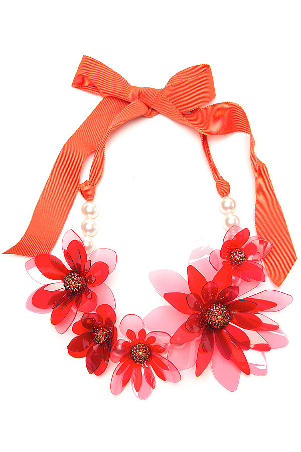 Lanvin Plastic Flower Necklace in Pearl (Orange) - Lyst