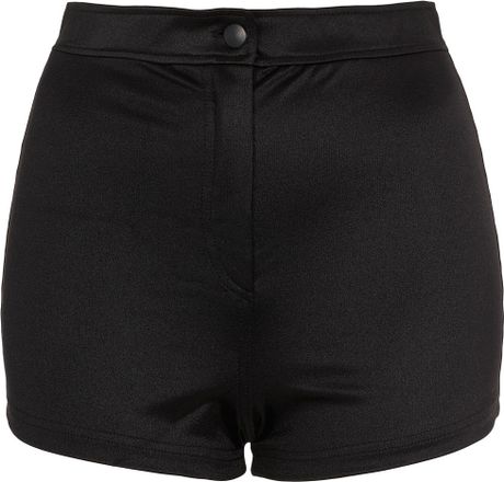 Topshop Shiny High Waist Shorts in Black | Lyst