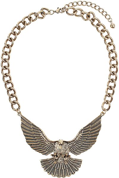 Topshop Chunky Eagle Necklace in Gold | Lyst