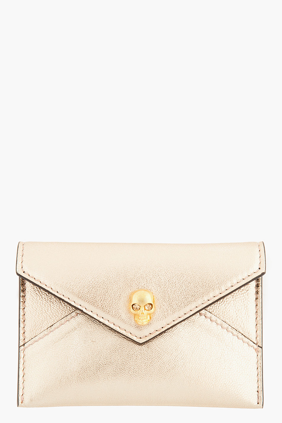 Alexander McQueen Rose Gold Skull Accent Envelope Card ...
