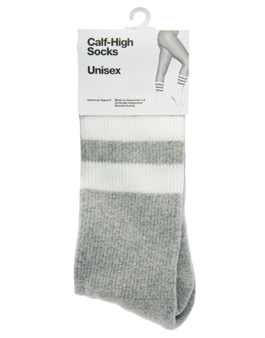American Apparel Stripe Calf Socks in Gray - Lyst