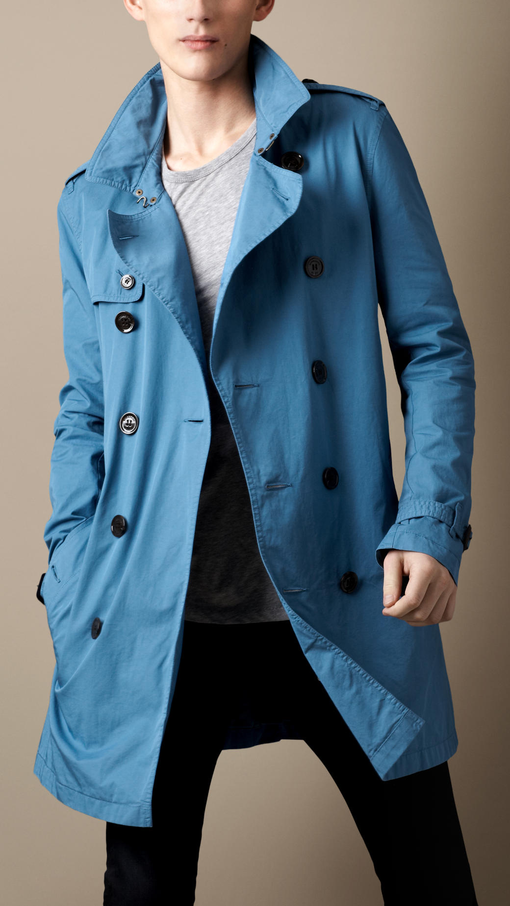 burberry light blue trench coat