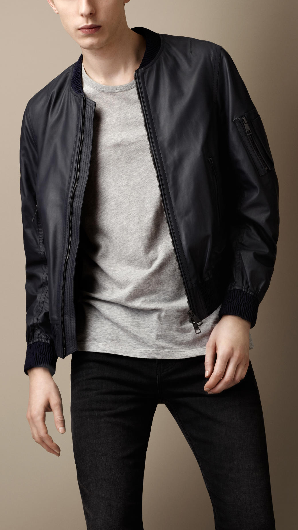 burberry leather bomber