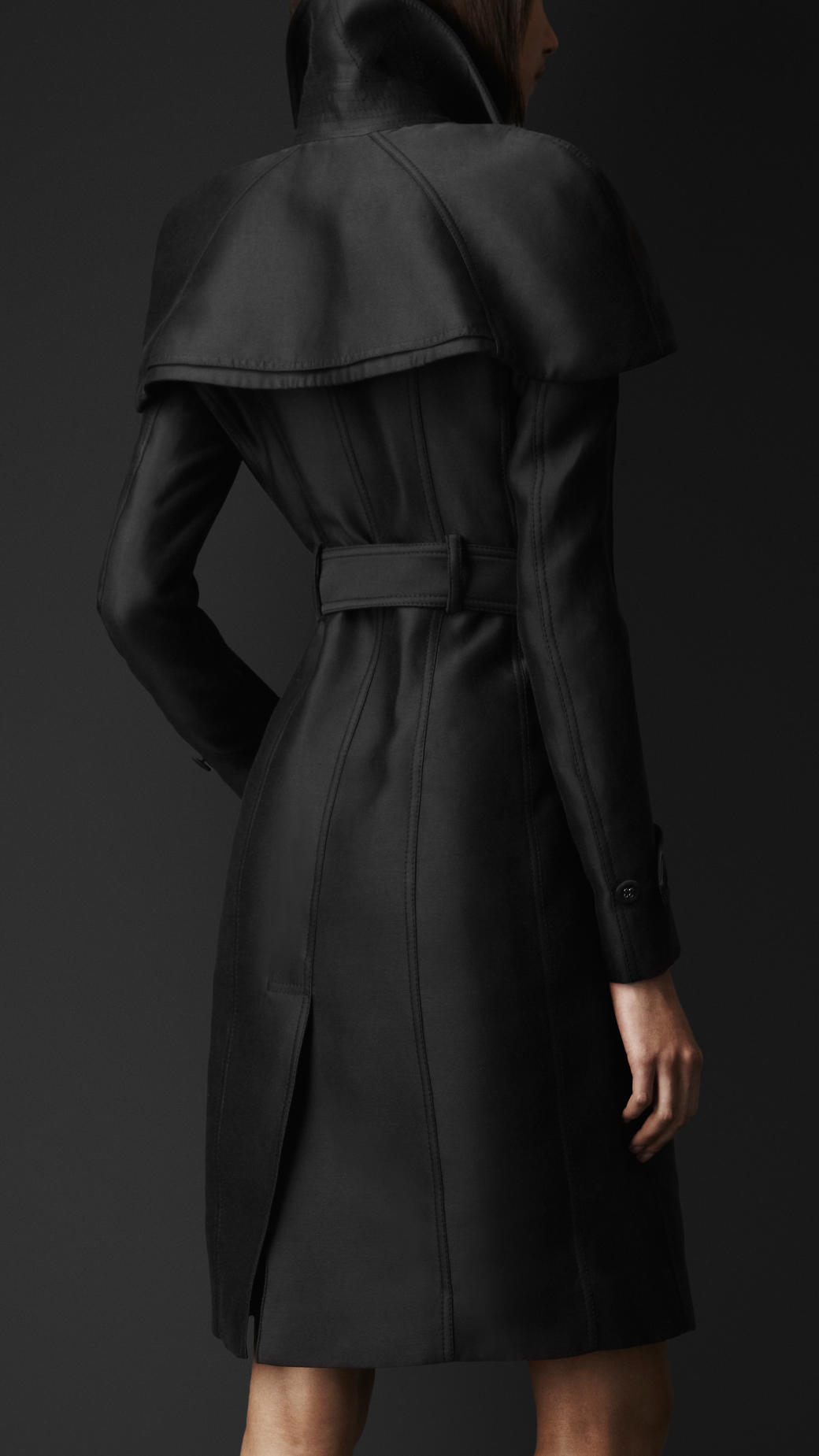 Lyst - Burberry Prorsum Double Duchess Caped Trench Coat in Black